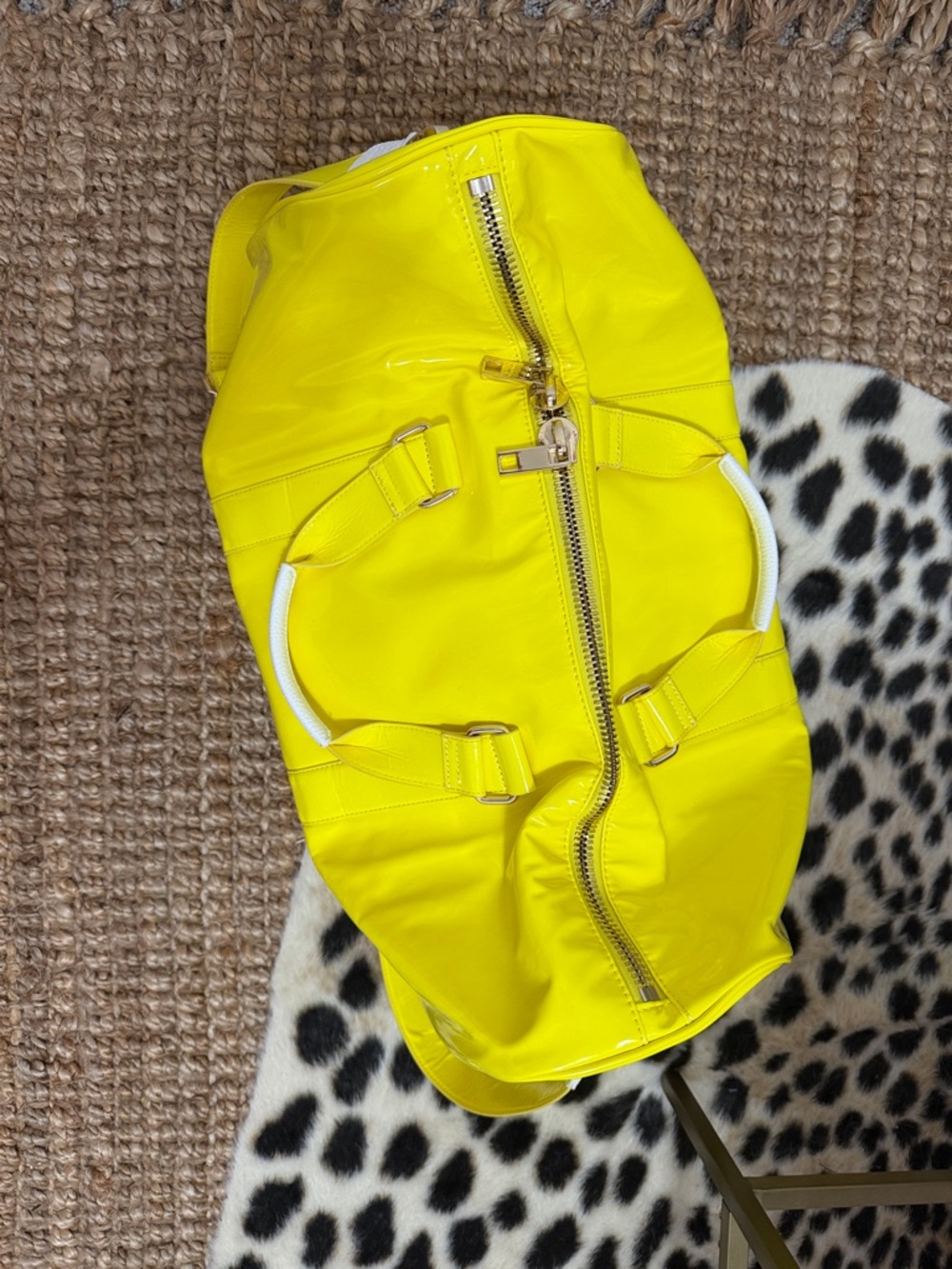 Stoney Clover Lane Yellow Patent Duffel with White Accent